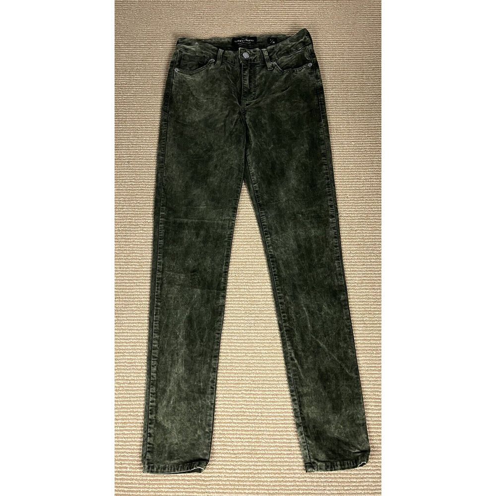 Lucky brand Size 2/26‎ Forest Green velvety look Jeans Brooke Leggings